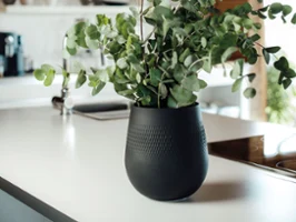 Manufacture Collier Noir Big Carré Vase A large Manufacture Collier Noir Carré vase in a sleek black matte finish, ideal as a bold statement piece.
