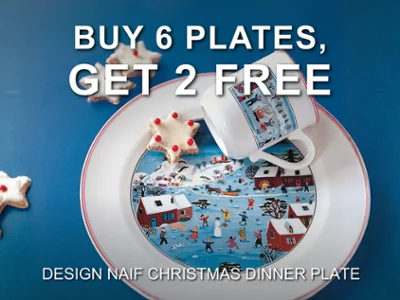 Cyber Monday promotional banner for the Design Naif dinner plate.