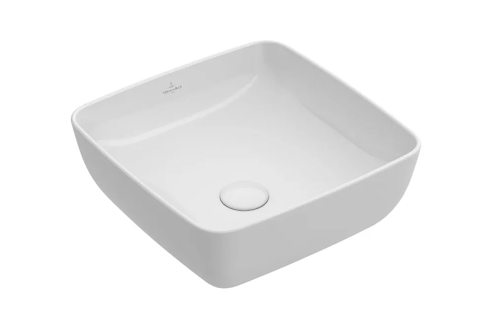 Un lavabo Artis carré blanc sur un fond blanc