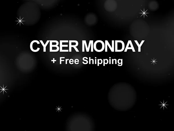 cyber-monday-updated-banner an image with an all red background with the words Cyber Monday plus free shipping written on it in white font