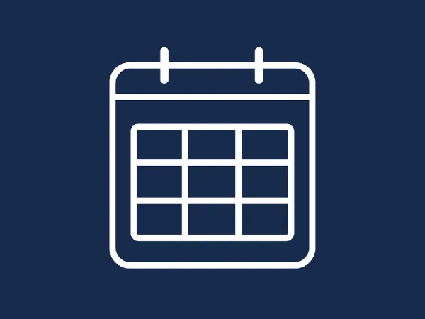 Icône d'un calendrier Une icône d'un calendrier sur un fond bleu foncé.