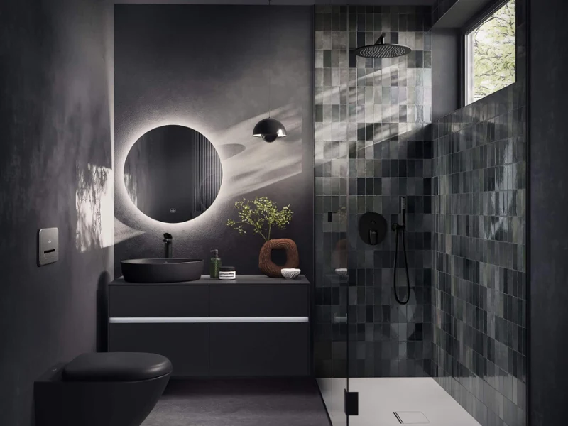 Sparset - Wand-WC - Schwarz Glänzende Keramik Mit Dekorativem