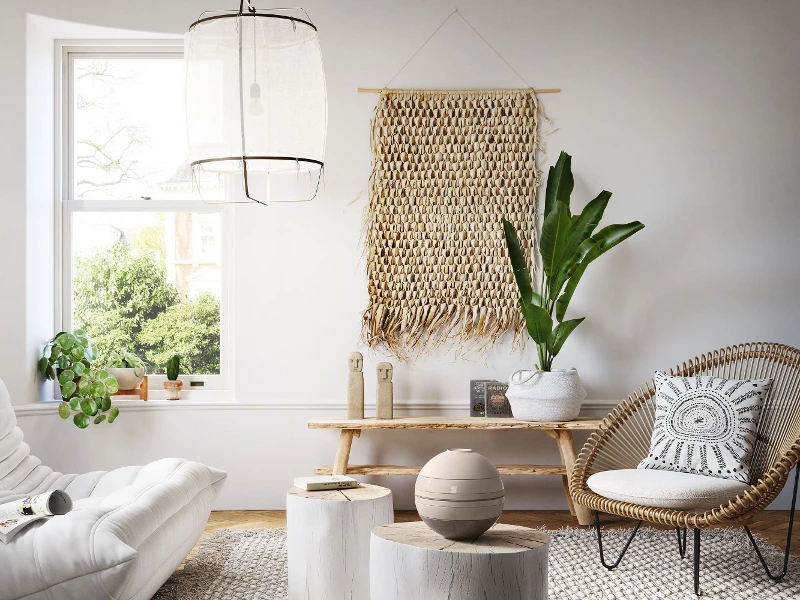 A beige La Boule from Villeroy & Boch in a living room in Scandinavian style.