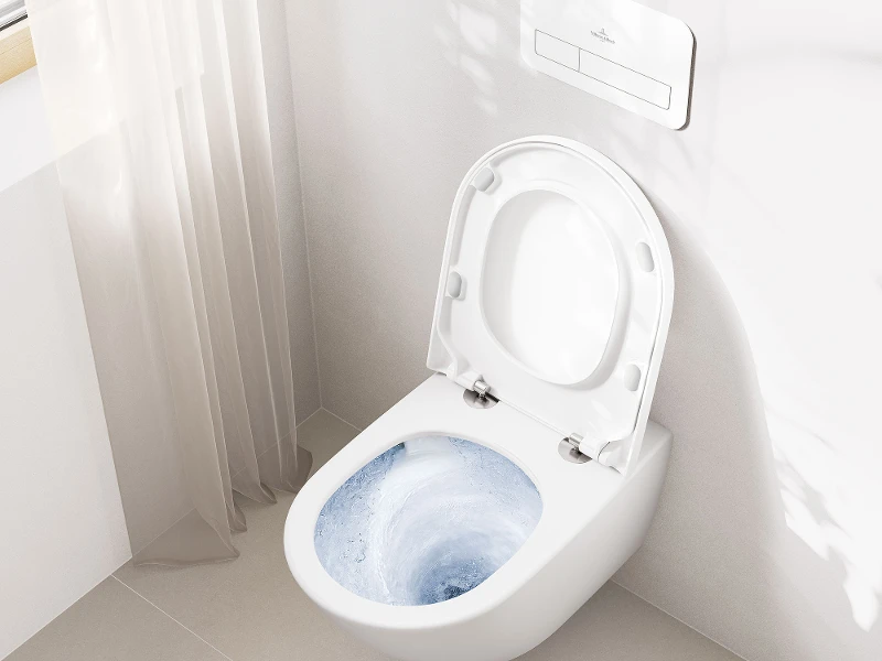 Descarga activa TwistFlush en el inodoro suspendido Subway 3.0 Inodoro suspendido Subway 3.0 con TwistFlush activo: potente vórtice de agua para una higiene perfecta.