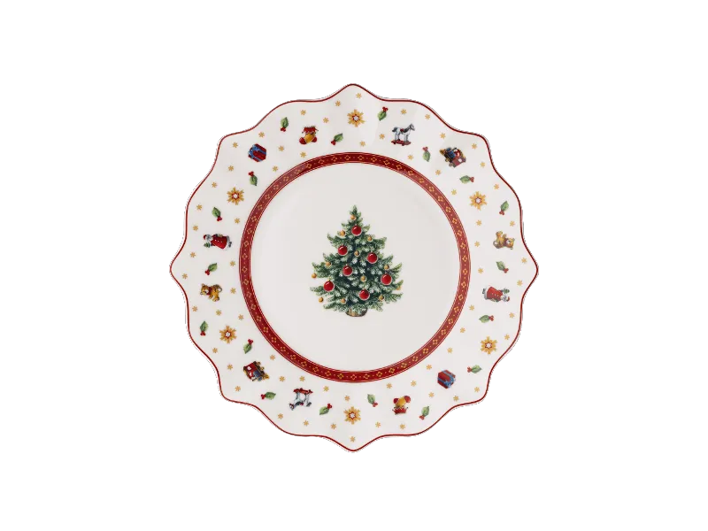 Advent Calendar sneak peak - 20 Plate Plate from Villeroy & Boch with a wavy rim shows a Christmas tree design in the middle and decorative Christmas motifs along the edge.