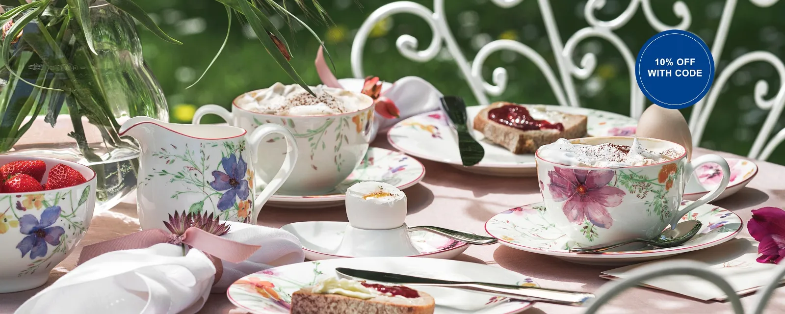 Brunch tablesetting using Mariefleur collection