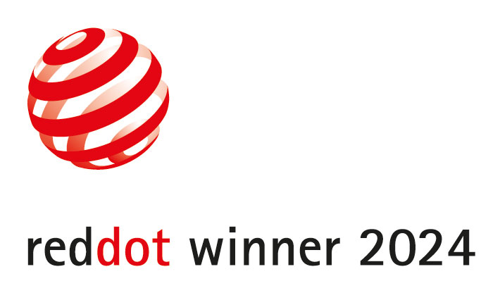 Logo officiel du Red Dot Award 2024 – gage de qualité internationale pour un design produit remarquable.